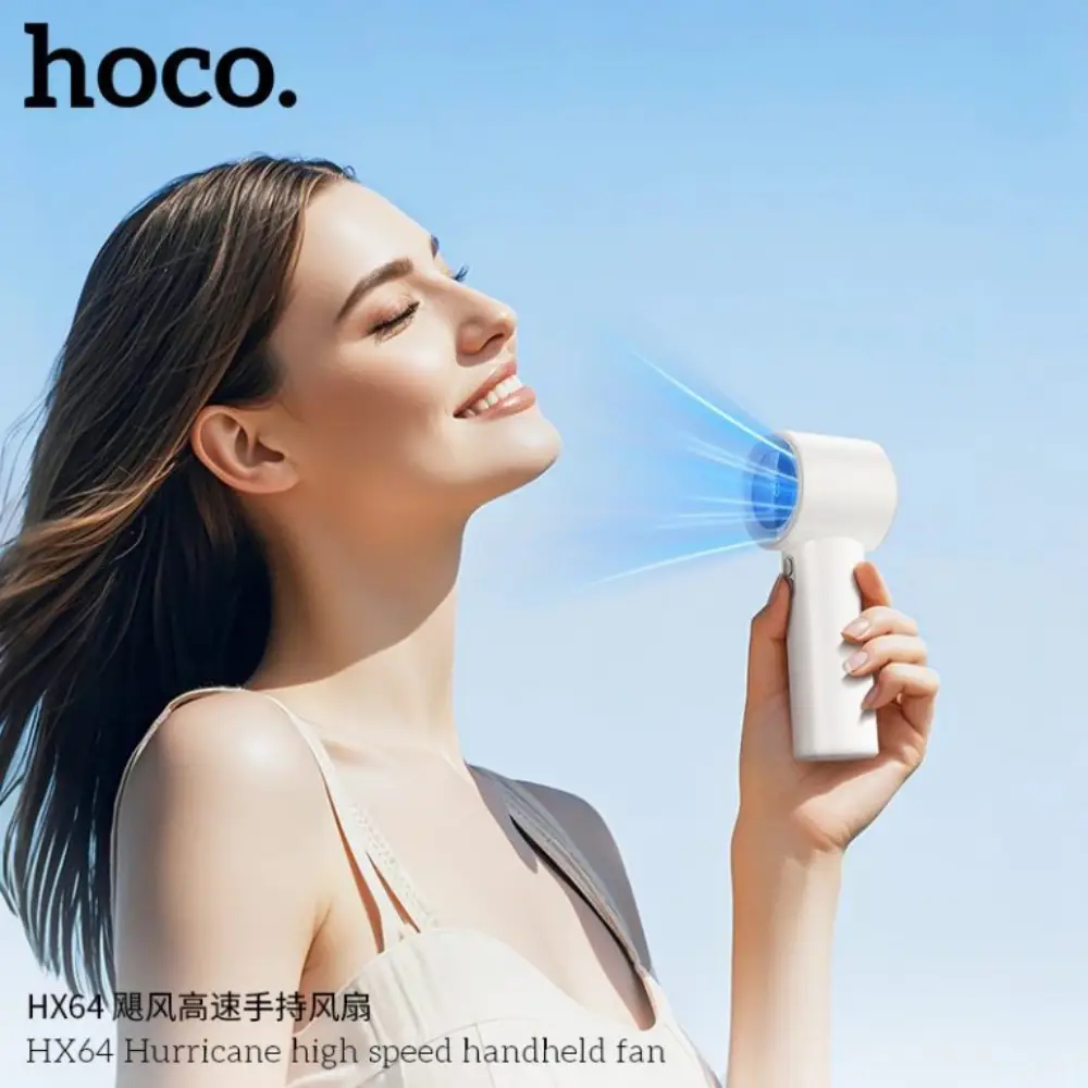 Hoco Handheld Turbo Fan HX64 high-speed portable cooling fan with 3600mAh battery for up to 7 hours runtime