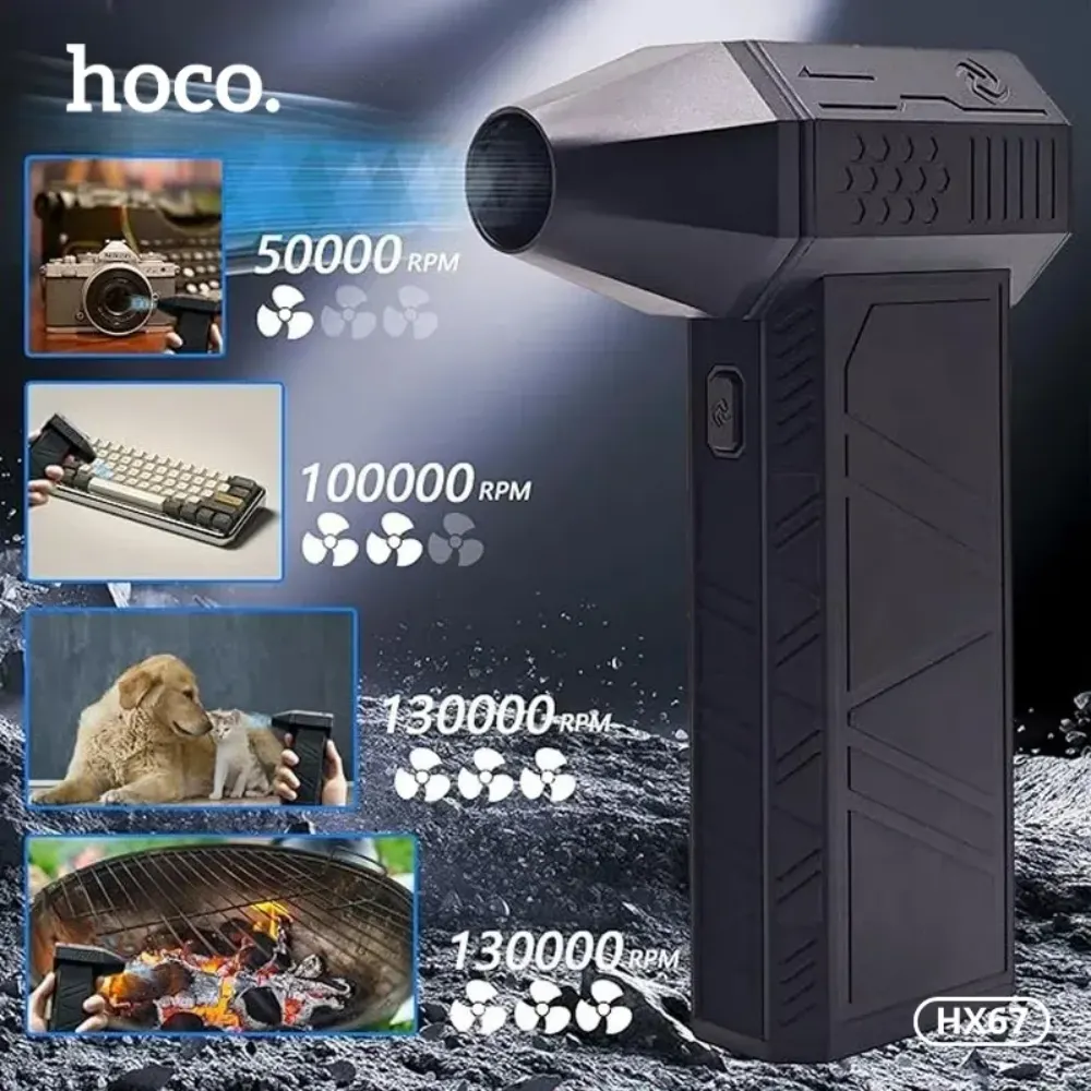 Hoco Handheld Turbo Fan HX67 powerful 80000 RPM airflow handheld cooling fan for outdoor use