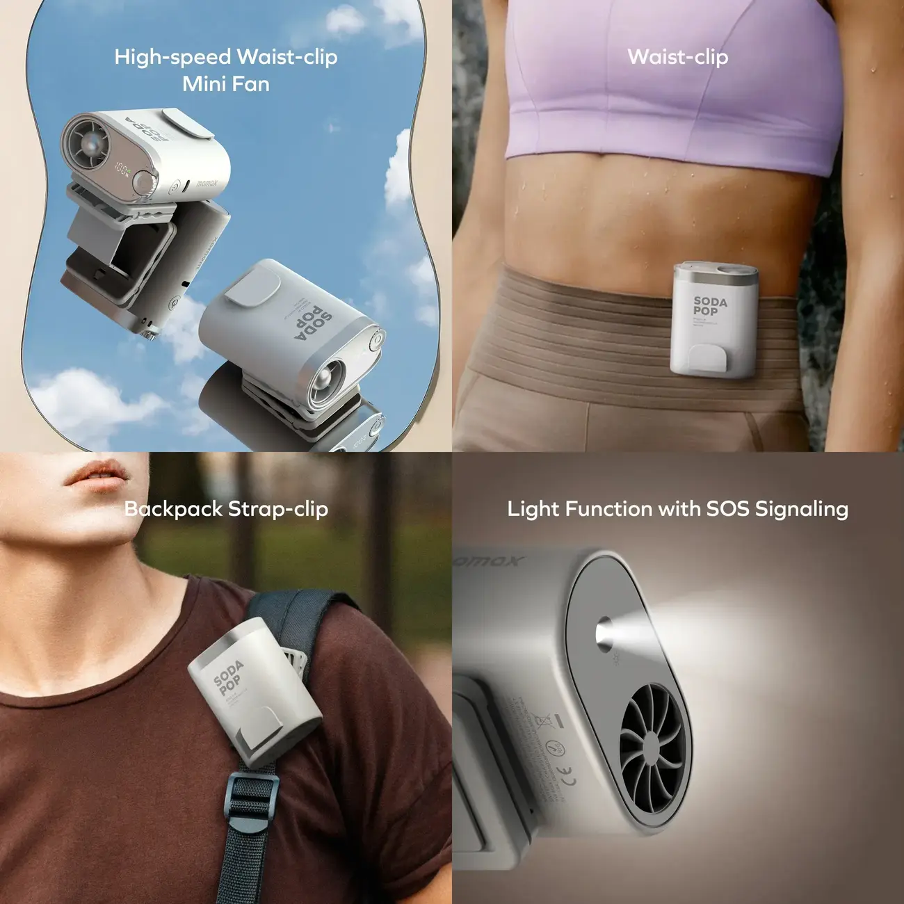 Momax IF23W 1° Go Clip Fan portable clip fan with digital display and USB Type-C fast charging