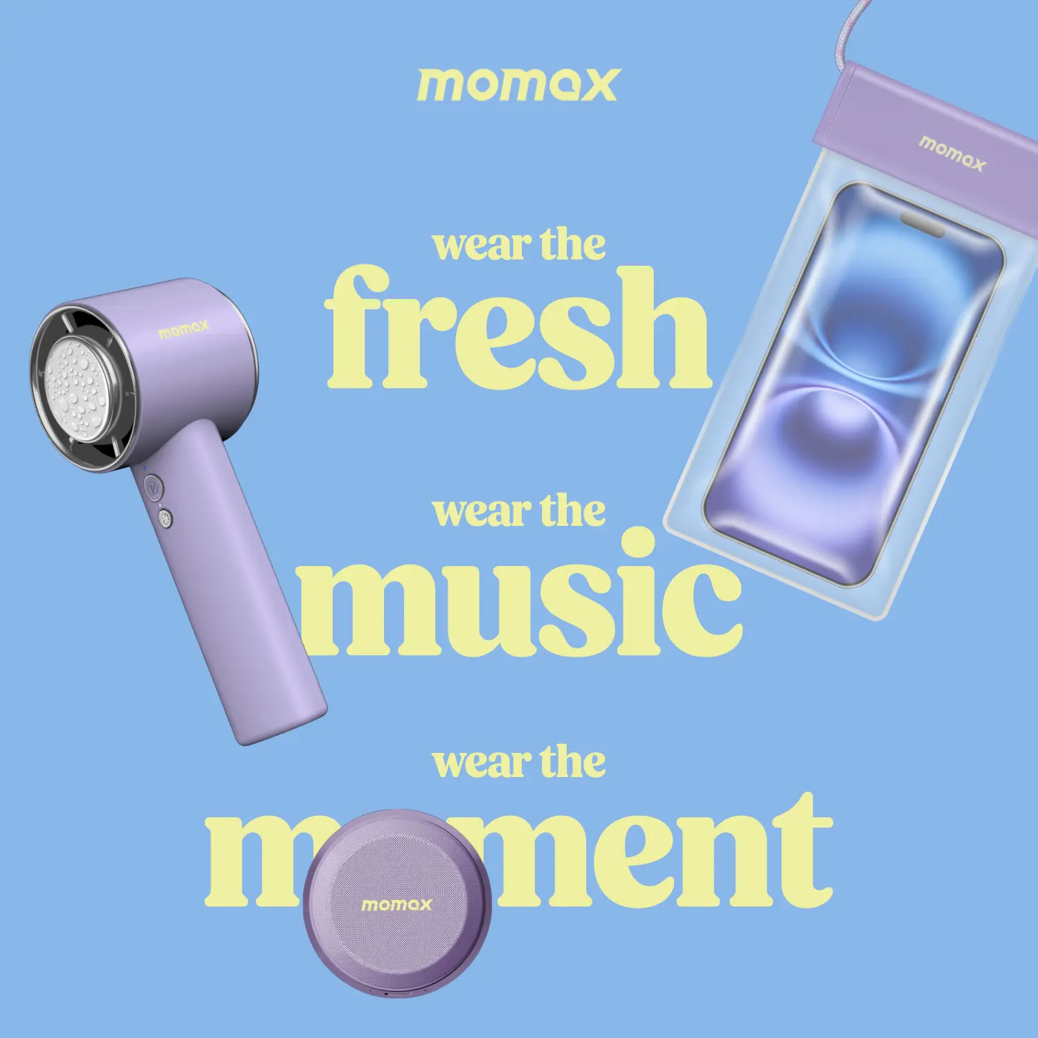 Momax the Fresh Pack Soda Pop multi functional gadget combo with portable fan speaker and waterproof protection