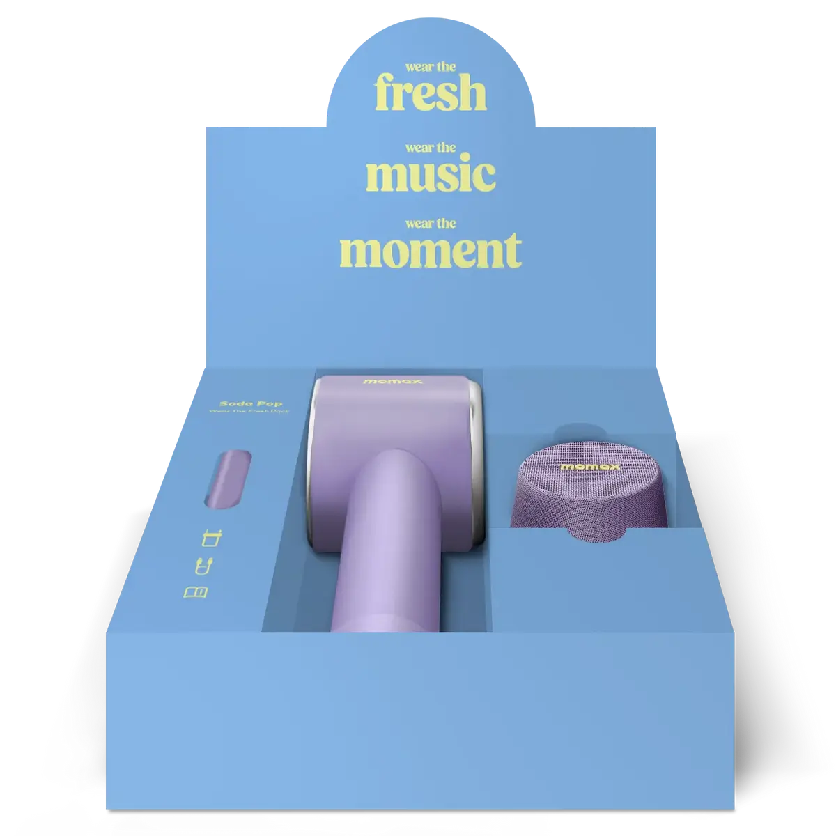 Momax Soda Pop Wear the Fresh Pack lightweight travel gadget bundle with cooling fan and mini Bluetooth speaker BD