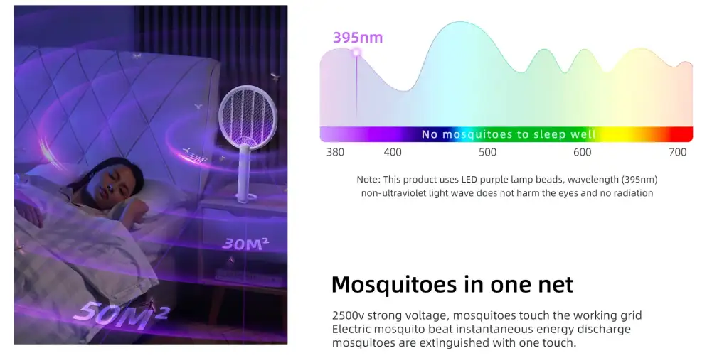 Qualitell Electric Mosquito Swatter C3 high efficiency portable mosquito bat with ergonomic handle and safe grid design