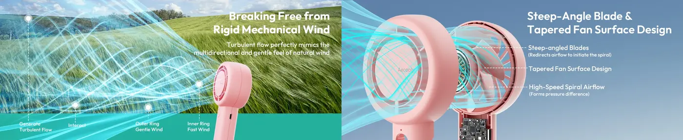 rechargeable travel fan with USB charging support and up to 24 hours cooling backup