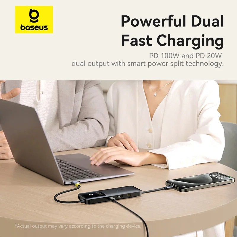 Baseus Dual Fast Charging 6-in-1 Hub premium USB-C adapter with HDMI and fast charging support