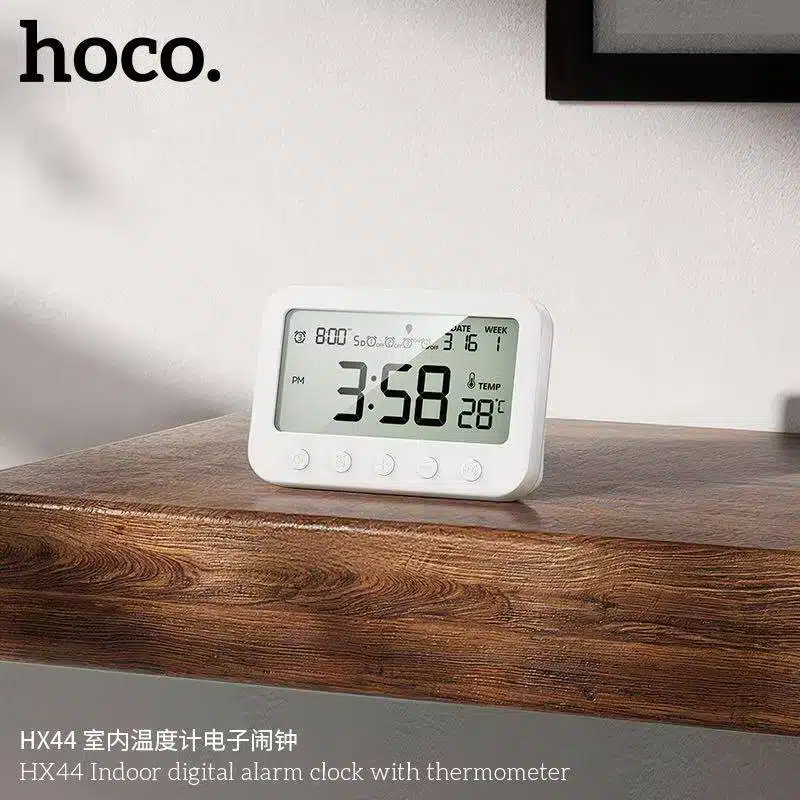 HOCO Smart Digital Alarm Clock HX44 compact desktop clock with time date and temperature monitoring