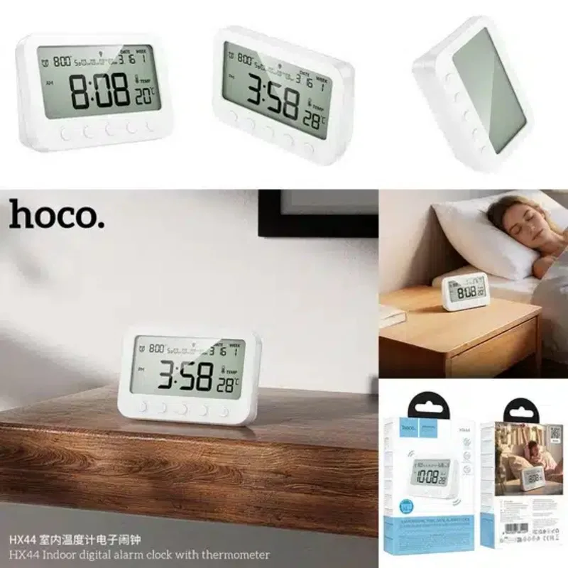 LED Alarm Clock with Thermometer for home office bedroom and study table with bright digital screen