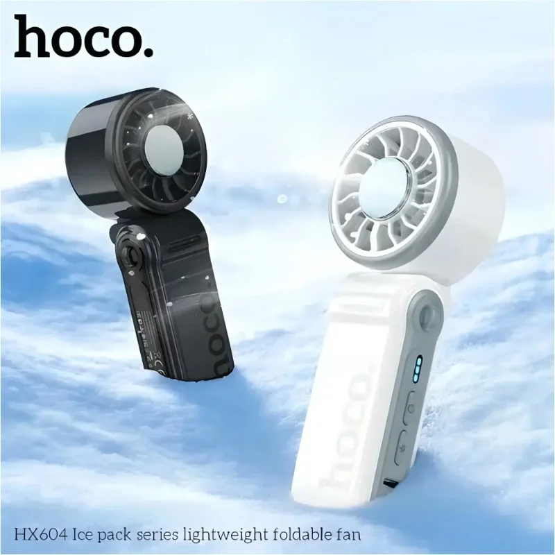 Hoco HX604 portable foldable cooling fan with semiconductor ice cooling technology for summer use