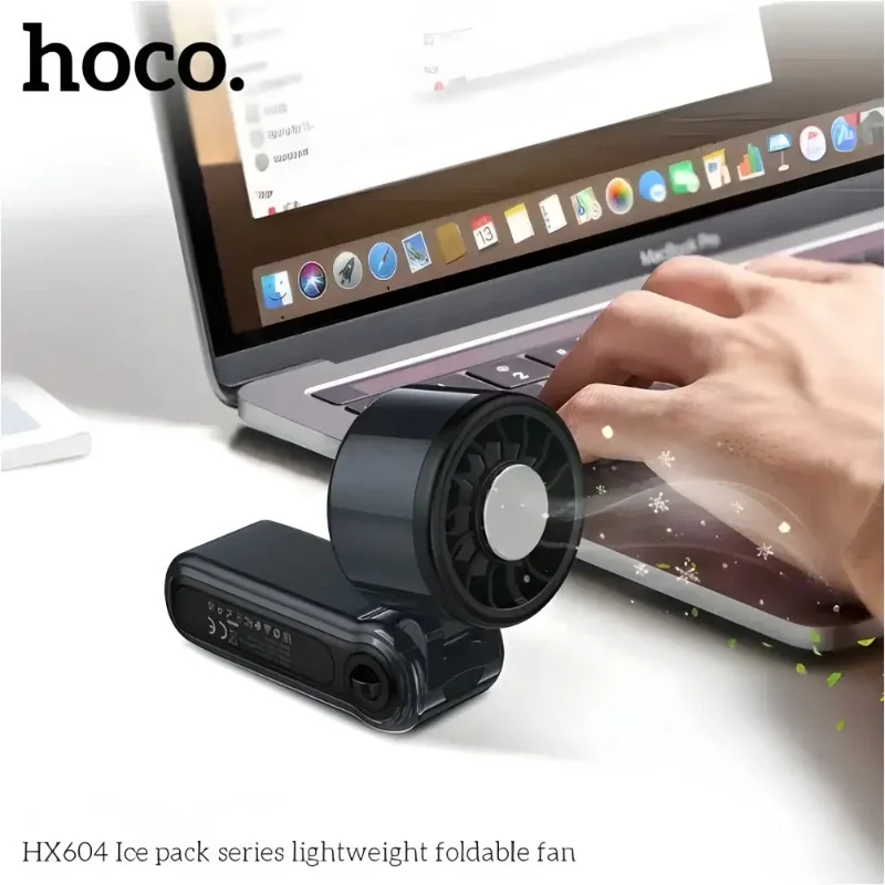 Hoco Foldable Handheld Fan HX604 rechargeable mini fan with strong airflow and 3 speed settings