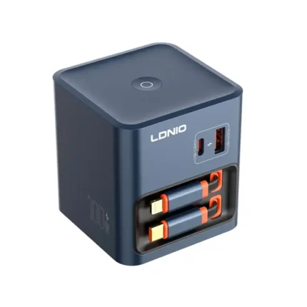 Desktop Charger with Retractable USB-C Cable for clean organized office desk setup