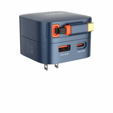 Fast Charger with Retractable Type-C Cable for travel office and daily charging convenience