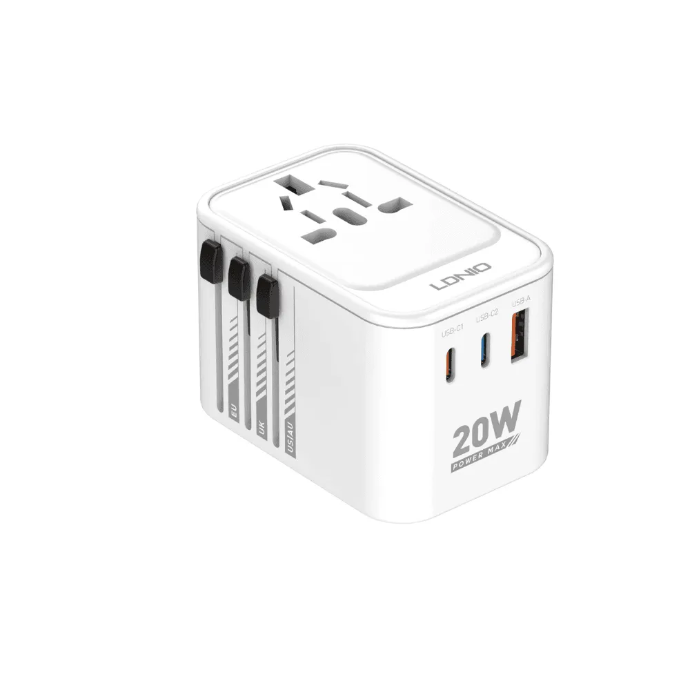 ldnio-z9-3-20w-gan-travel-adapter (1) LDNIO Z9 3 USB Ports 20W GaN Travel Adapter with 3 USB Ports & Global Plug Support - Image 1