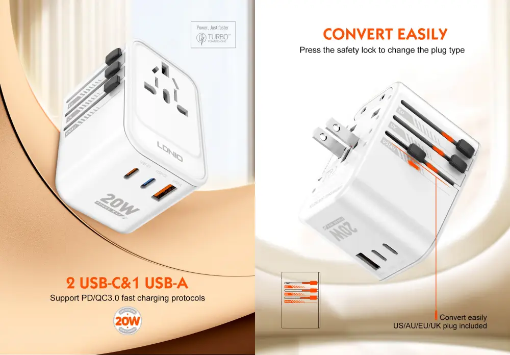 LDNIO Z9 compact GaN travel adapter with multi device fast charging support