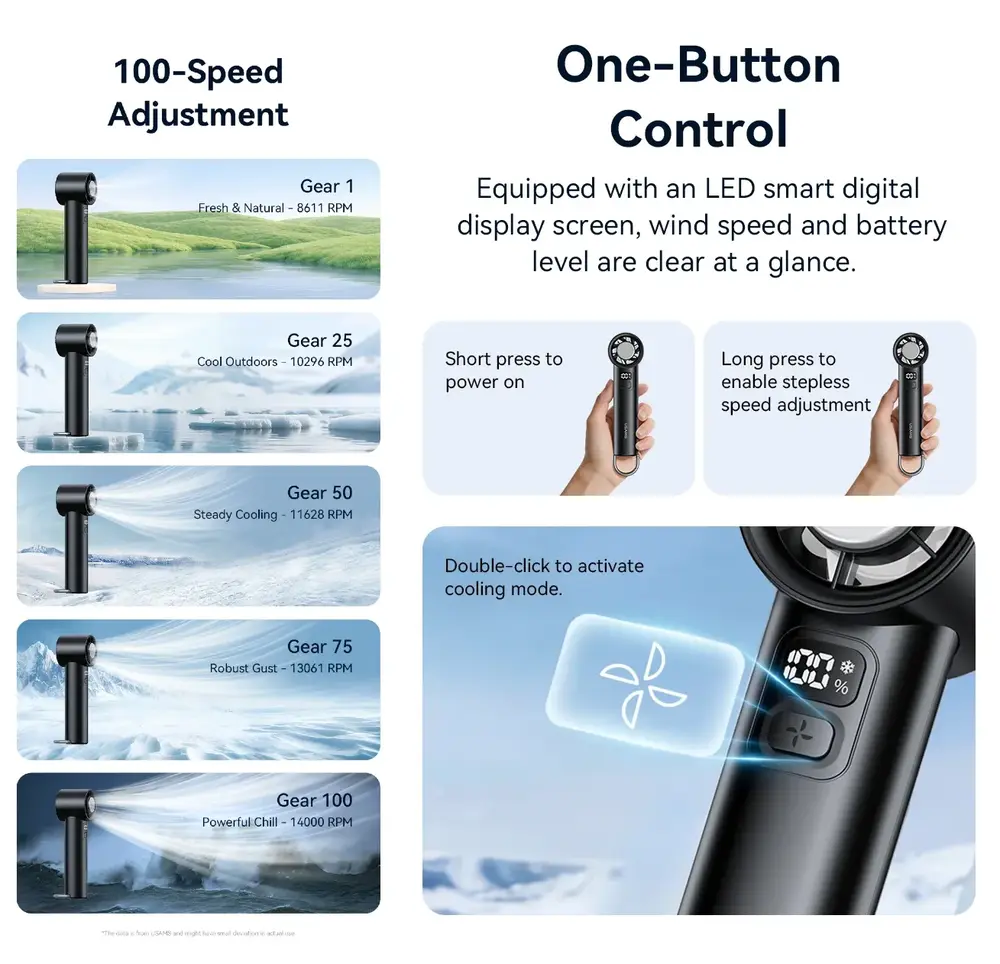 mini air conditioner handheld fan with compact lightweight body and portable summer cooling support