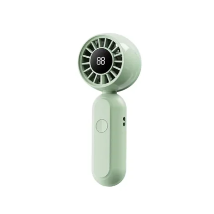 Mini fan with digital display featuring foldable desktop mode and lightweight portable body