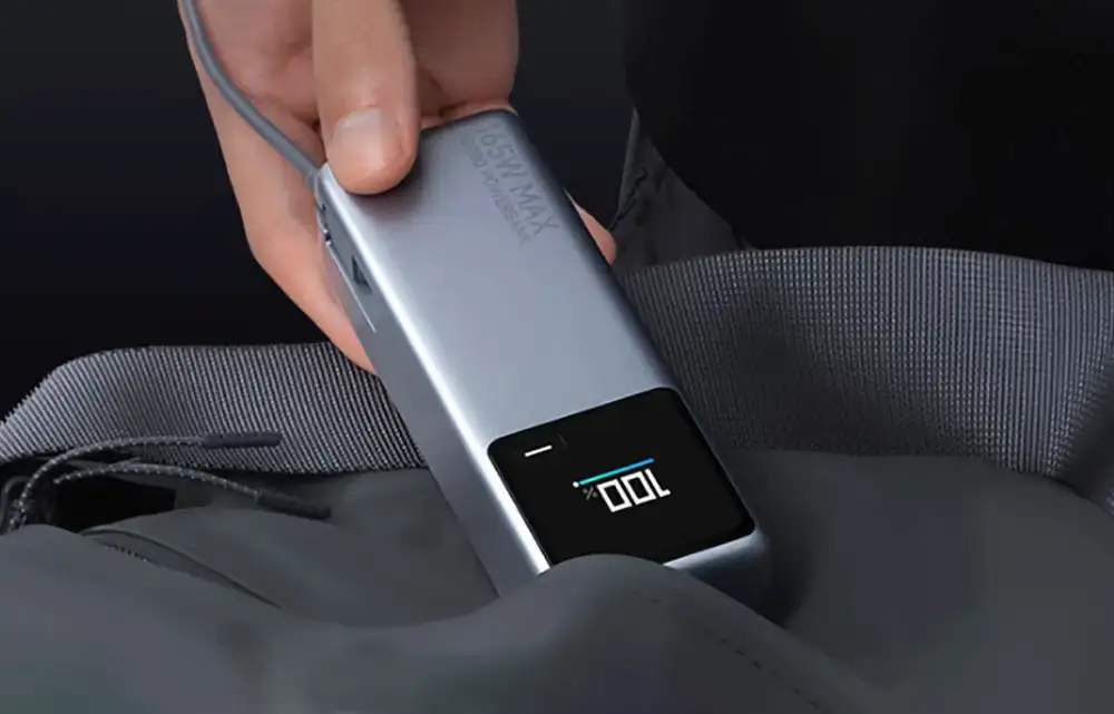 Xiaomi power bank with built-in cable for travel office university and outdoor use