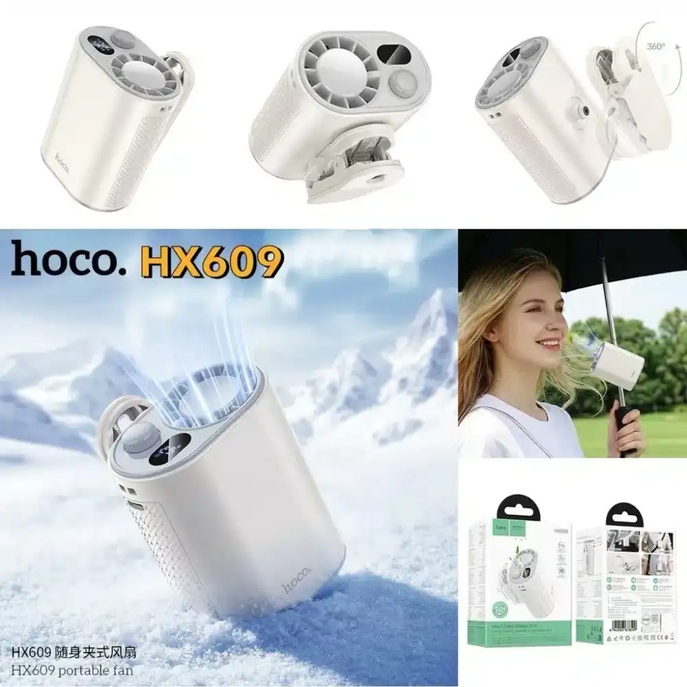 HOCO HX609 Portable Clip On Fan with 100 adjustable wind levels and long battery backup
