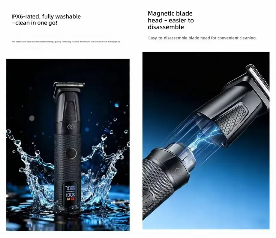 multifunction hair clipper set with stainless steel blades and multiple guide comb attachments
