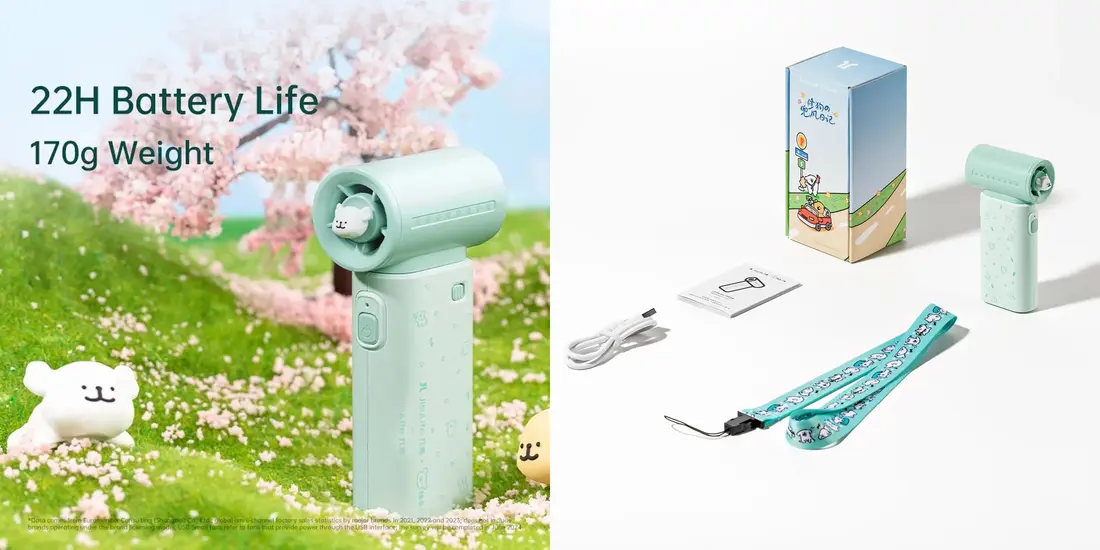 JISULIFE Life9 Handheld Fan powerful portable cooling fan with 40000 RPM high speed motor