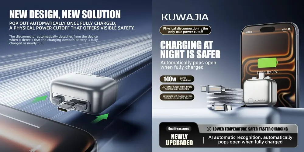 Mobile overcharge protection adapter designed to prevent unnecessary charging after 100 percent