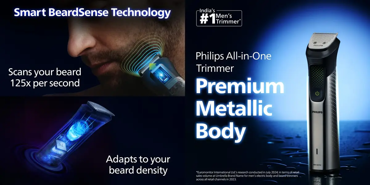 Philips MG9551/65 all in one trimmer with 15 grooming attachments for face hair and body