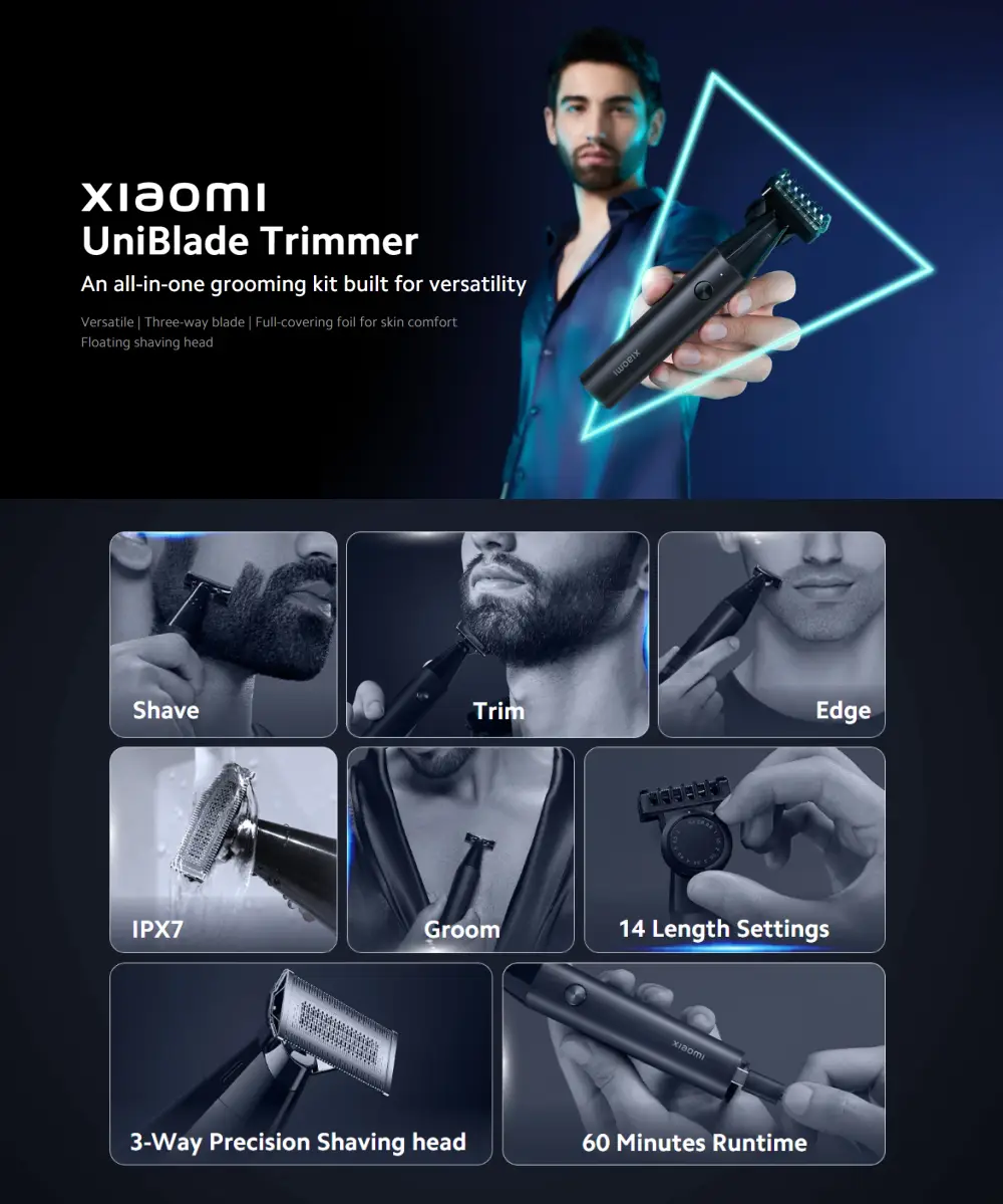 Xiaomi UniBlade X300 all in one grooming trimmer with precision beard styling and shaving