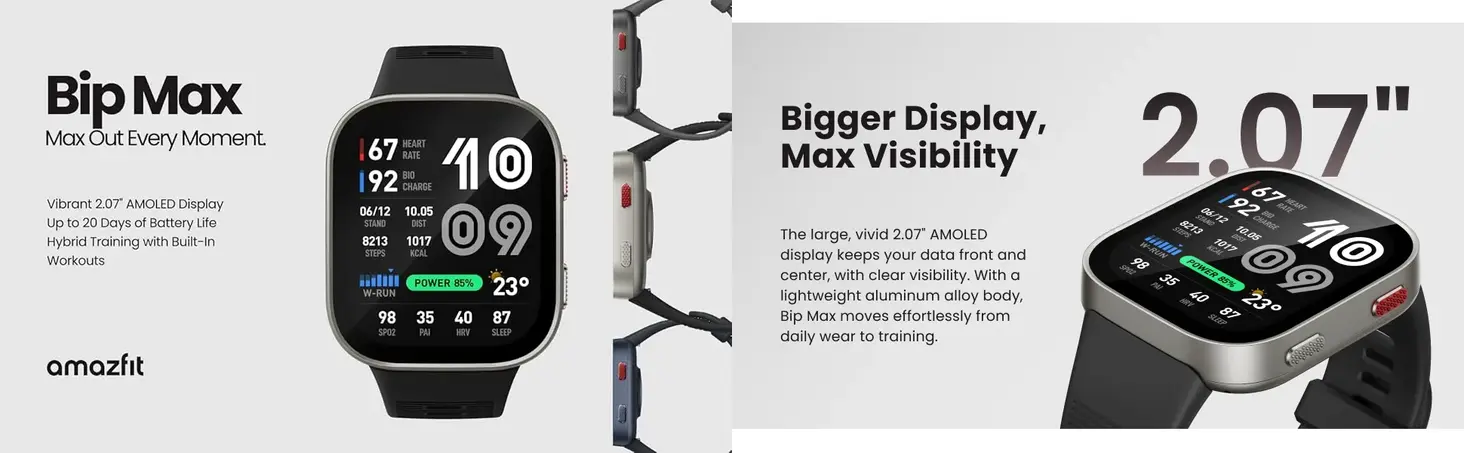 Amazfit Bip Max 2.07-inch AMOLED GPS smartwatch with 20-day battery life and offline maps in Bangladesh
