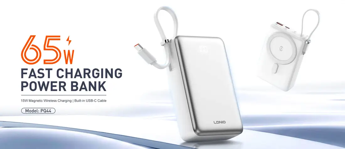 LDNIO PQ44 20000mAh Power Bank with 65W fast charging for laptop and smartphone in Bangladesh
