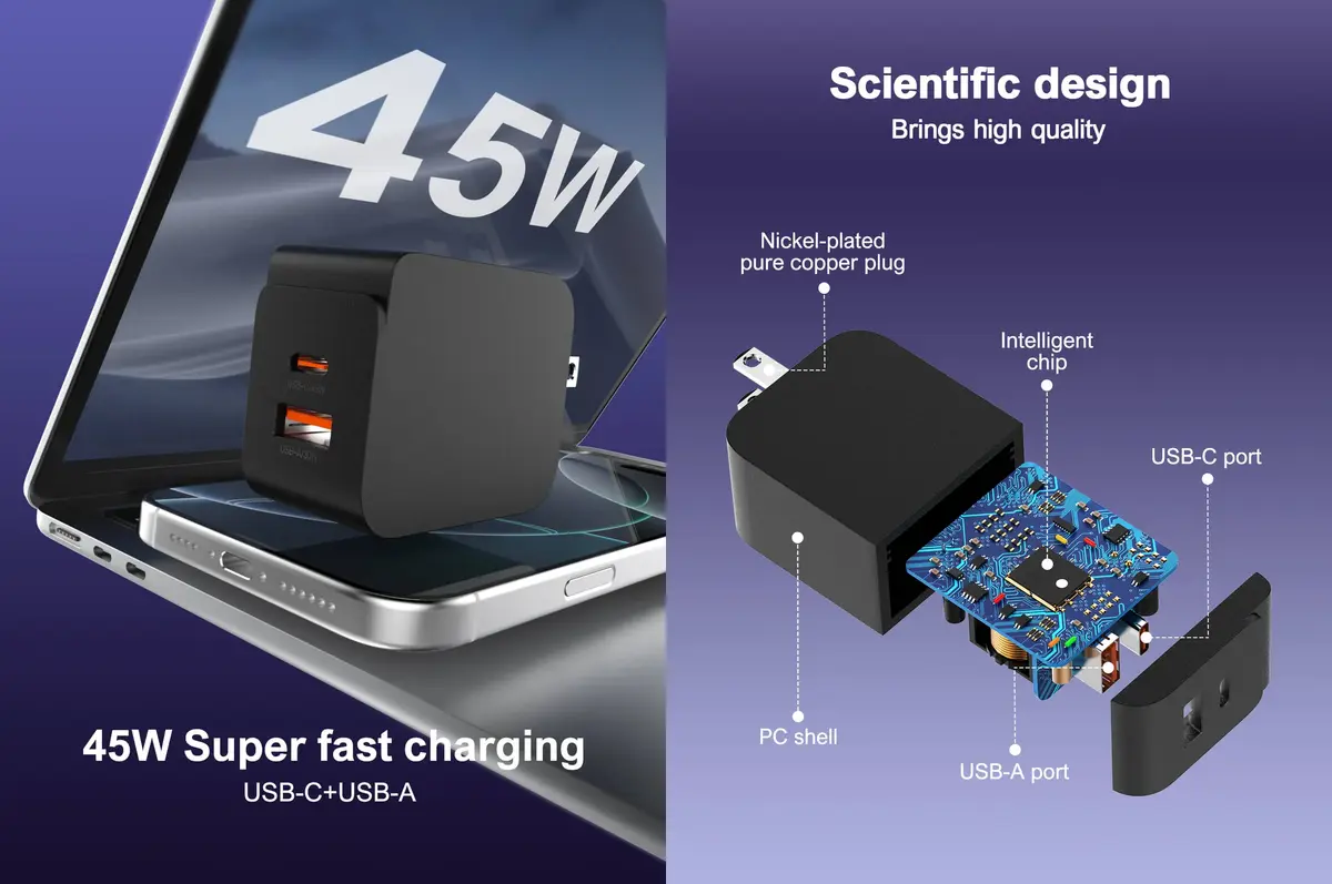 Buy 45W USB-C PD Charger with PPS Fast Charging Support in Bangladesh