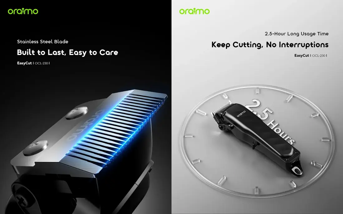Oraimo Professional Hair Clipper for fades, tapers, and precise haircut detailing