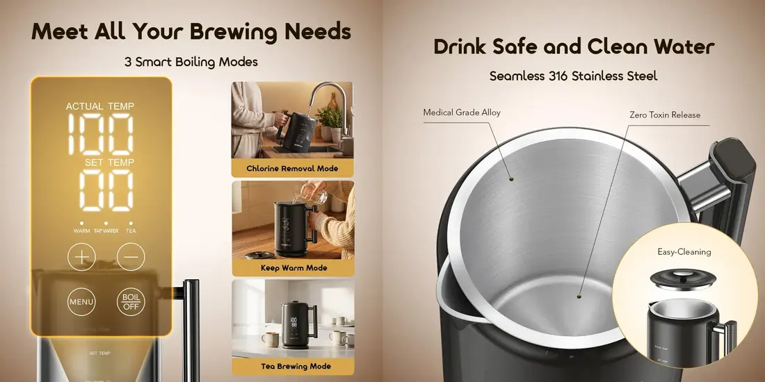 Oraimo OEK-261A FastBrew Electric Kettle with 1800W fast boiling and 7-stage keep warm technology