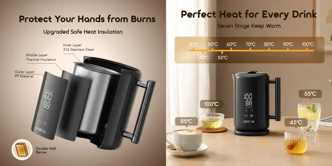 Premium Oraimo FastBrew Price in Bangladesh electric kettle with auto shut-off and boil-dry protection