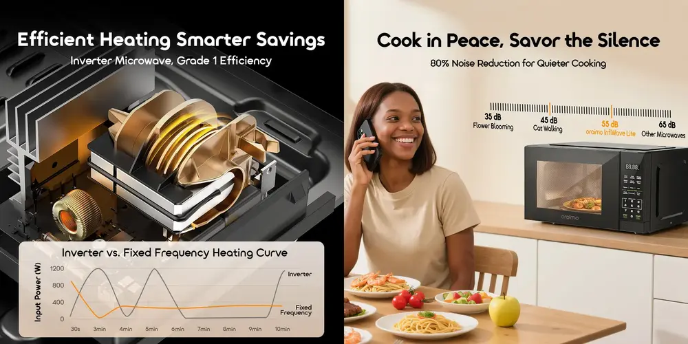 Oraimo OMO-521A InfiWave Lite solo microwave oven with 12 preset menus and dual smart defrost function