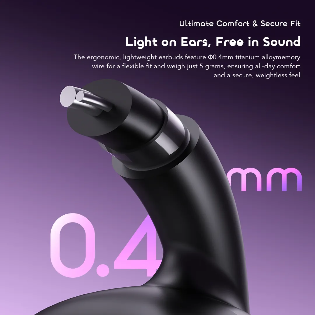 Oraimo Open-Ear Earbuds with 10.8mm dynamic drivers, IPX4 water resistance, and customizable EQ