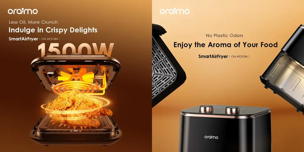 Oraimo OH-AF210N SmartAirFryer 5L healthy oil-free air fryer with adjustable temperature control for family cooking