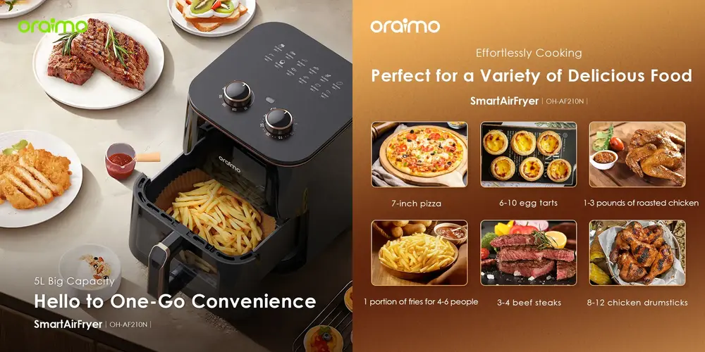 Original Oraimo SmartAirFryer Price in Bangladesh with 1500W fast heating and non-stick removable cooking basket