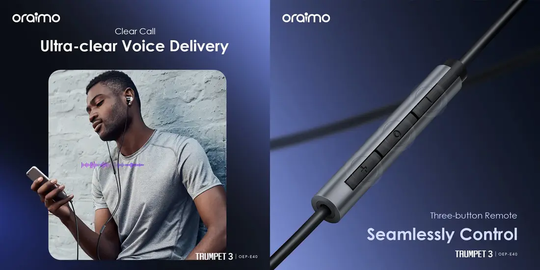 Oraimo Trumpet 3 OEP-E40 Price in Bangladesh with HiFi sound, metal craft design, and three-button remote control