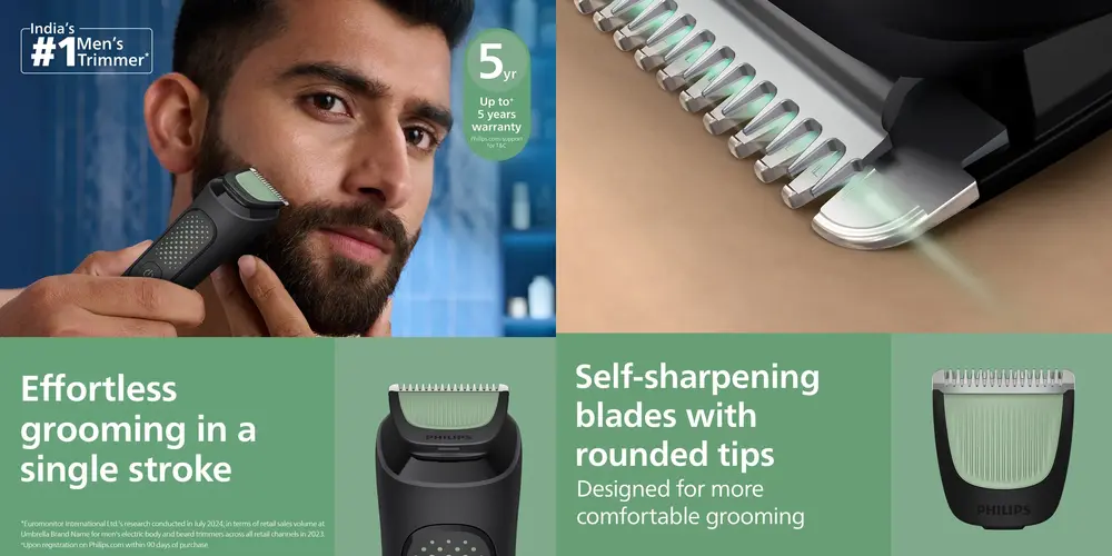 Philips MG3951/30 14-in-1 all-in-one trimmer with 90-minute cordless runtime and self-sharpening blades