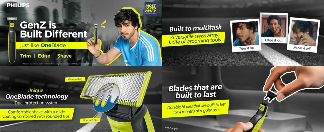 Philips OneBlade QP2724/10 hybrid trimmer with Turbo2X technology for trimming, edging, and shaving sensitive skin
