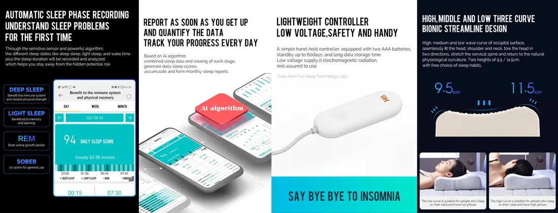 Xiaomi ZX1 Intelligent Sleeping Aid Natural Latex Pillow with anti-snore vibration technology